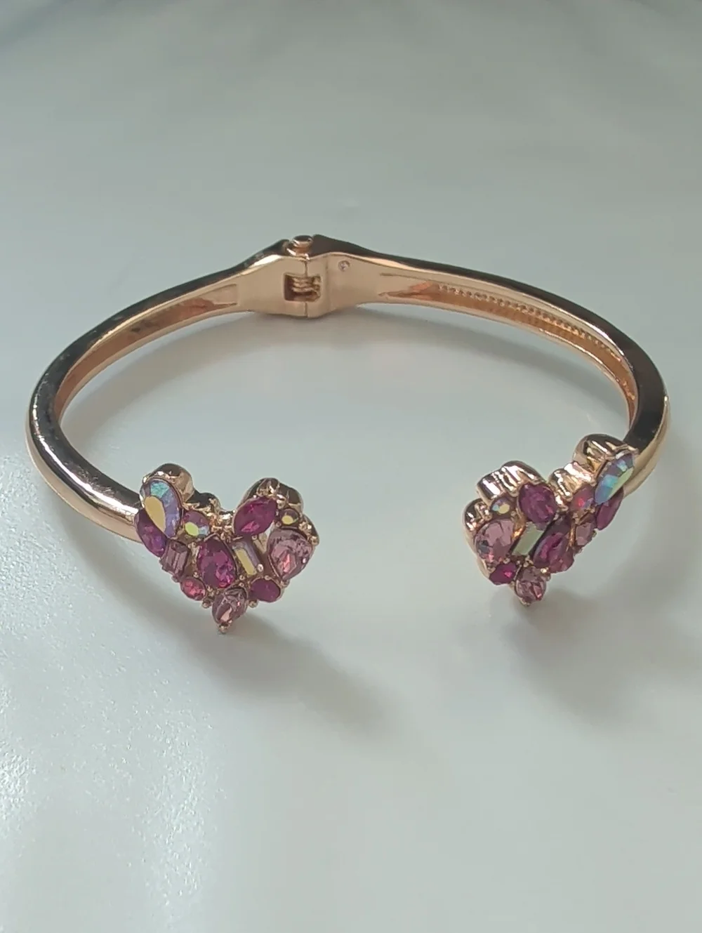 INC International Concepts Gold Bracelet with Pink Heart Crystals